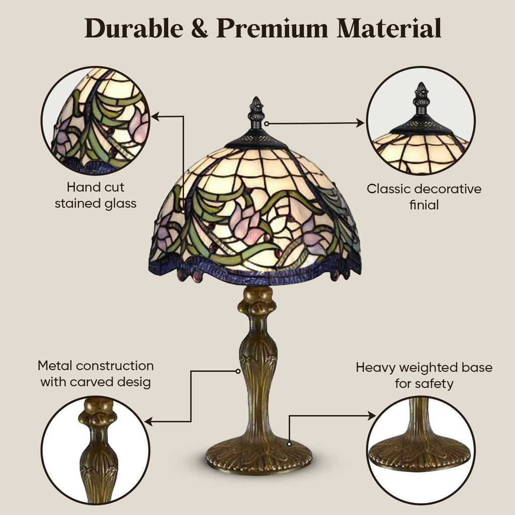 BELOFAY Premium Tiffany Table Lamp - Floral Vintage Style