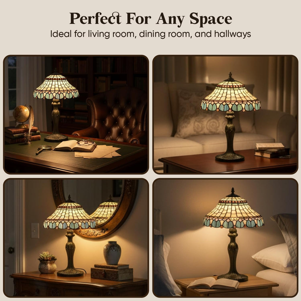 BELOFAY Premium Tiffany Table Lamp - Peakcock Style