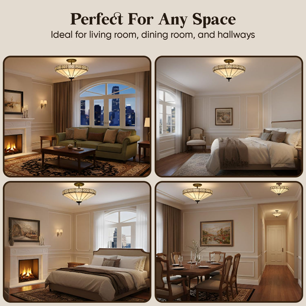 BELOFAY Premium Tiffany Ceiling Light - Mission Style