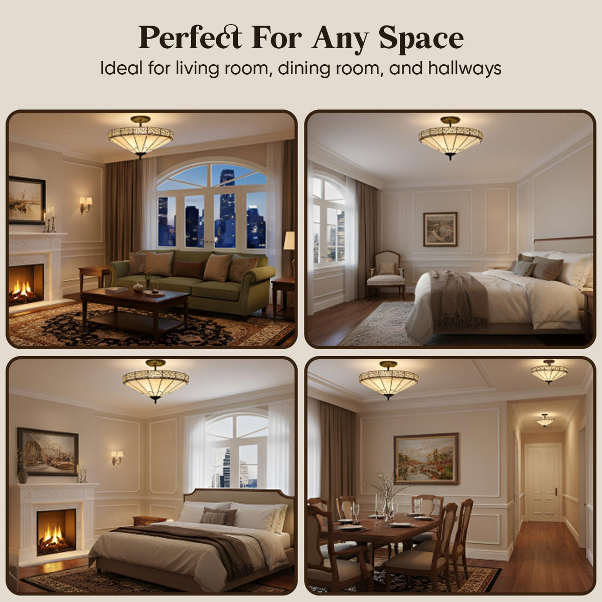 BELOFAY Premium Tiffany Ceiling Light - Mission Style