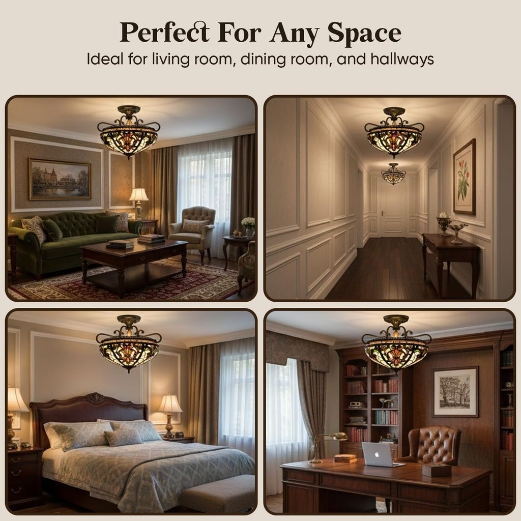BELOFAY Premium Tiffany Ceiling Light - Art Deco Style