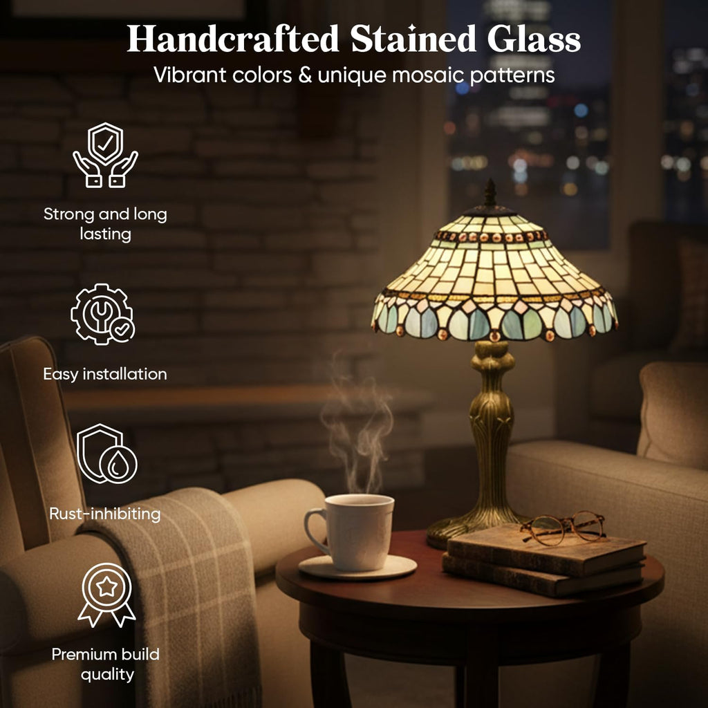 BELOFAY Premium Tiffany Table Lamp - Peakcock Style