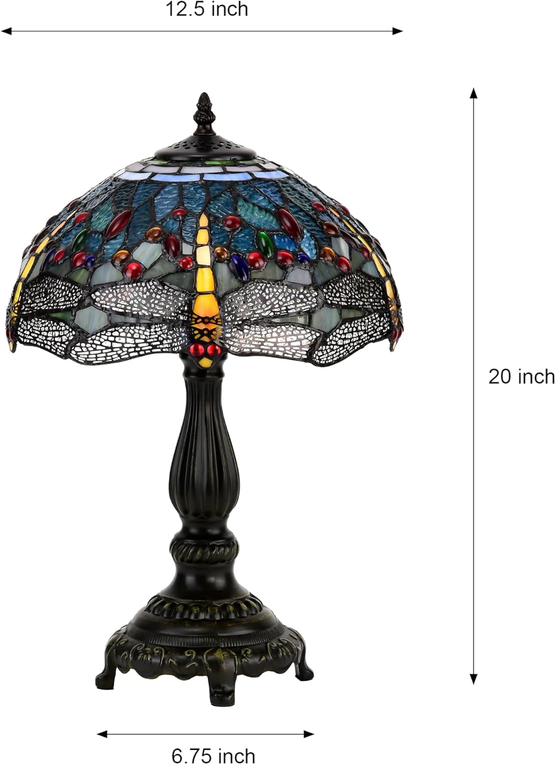 BELOFAY Premium Tiffany Table Lamp - Yellow Dragonfly Style