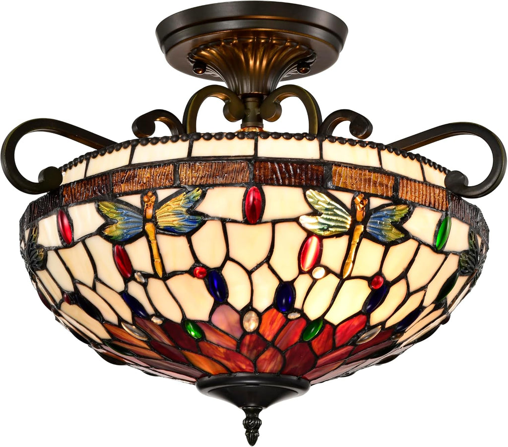 BELOFAY Premium Tiffany Ceiling Light - Dragonfly Style