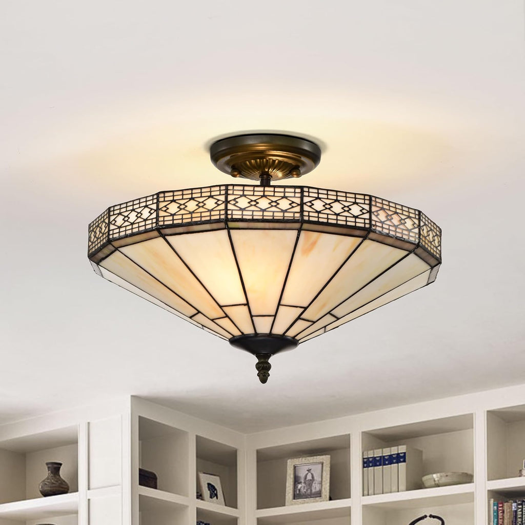 BELOFAY Premium Tiffany Ceiling Light - Mission Style