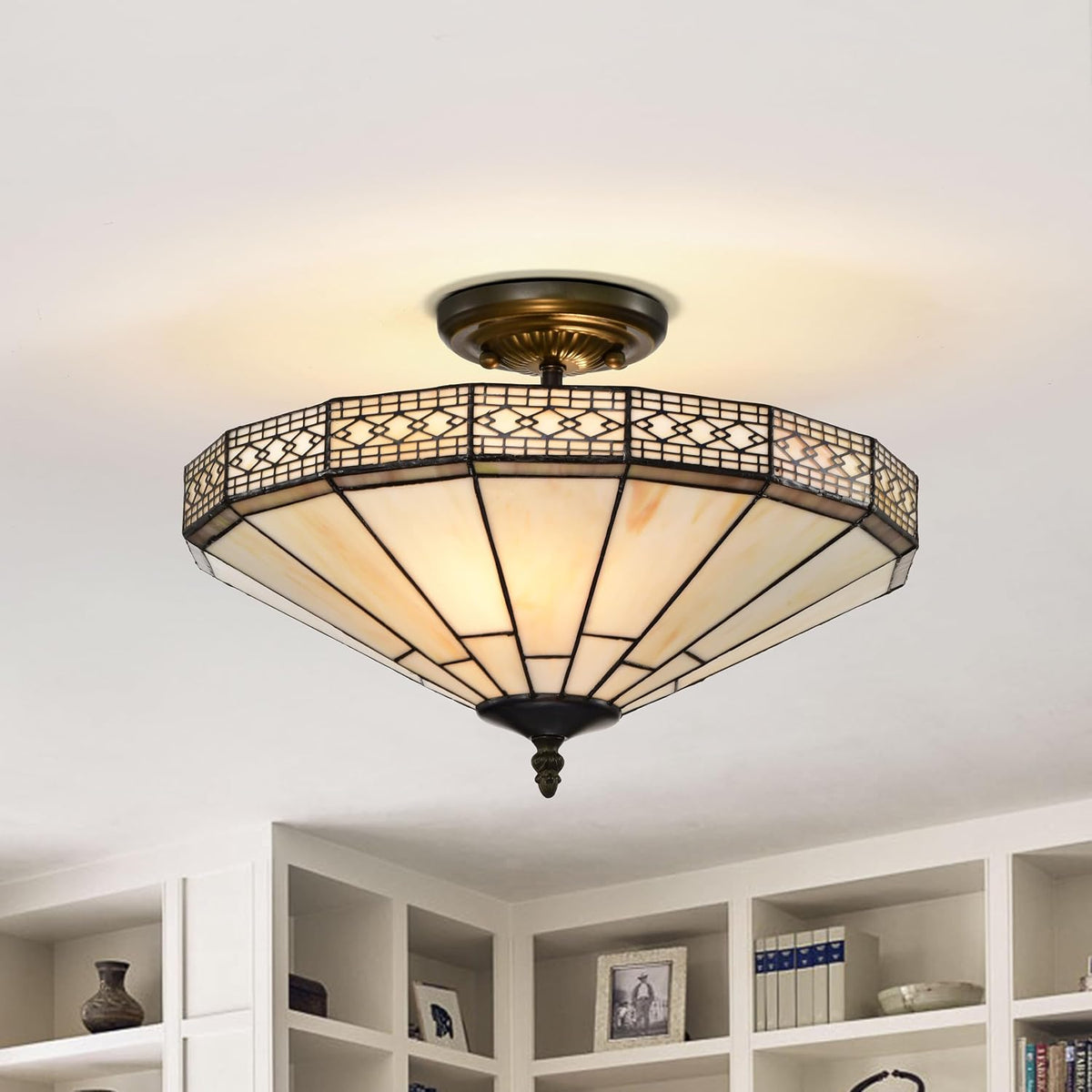 BELOFAY Premium Tiffany Ceiling Light - Mission Style