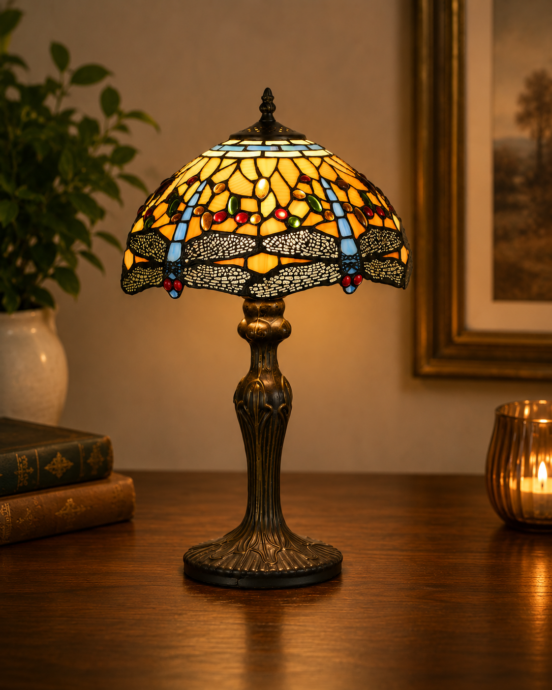 BELOFAY Premium Tiffany Table Lamp - Dragonfly Style