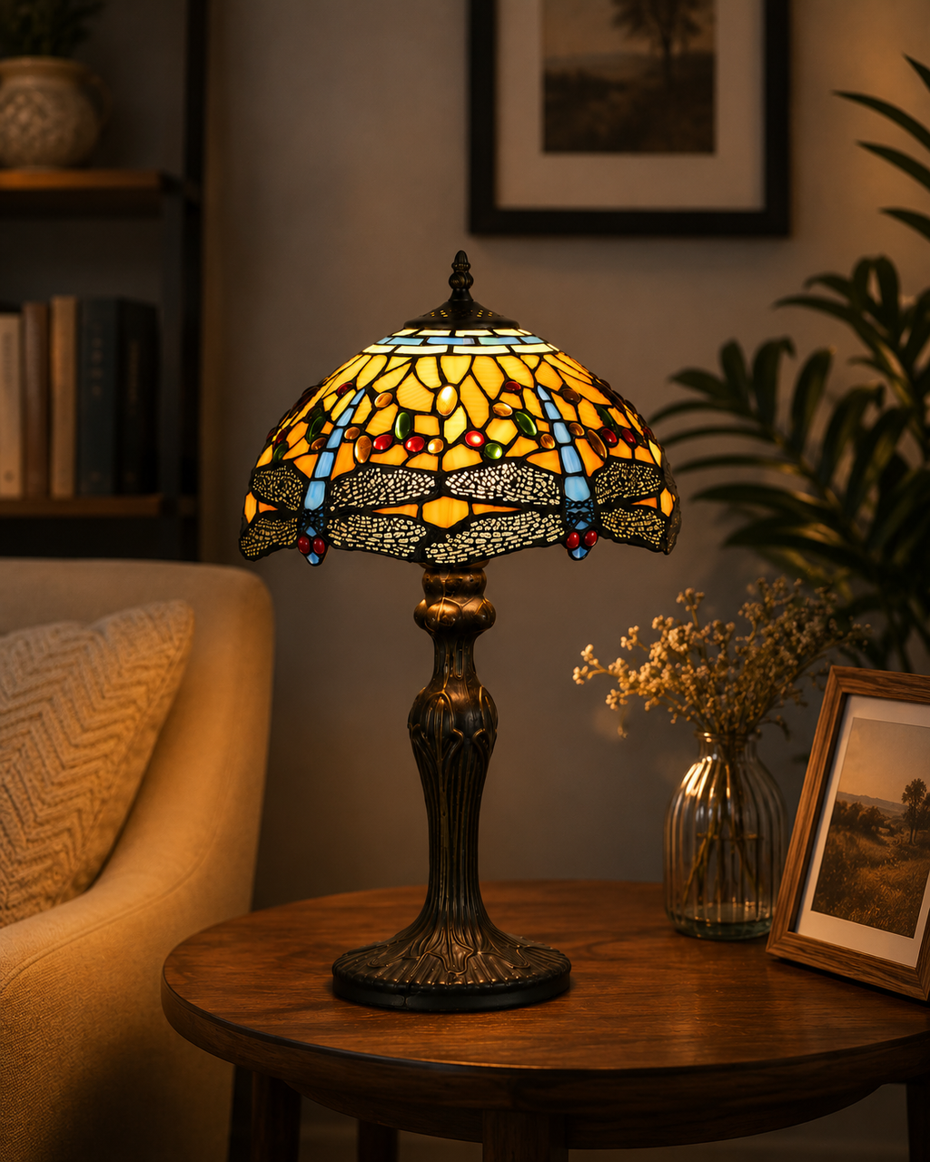 BELOFAY Premium Tiffany Table Lamp - Dragonfly Style