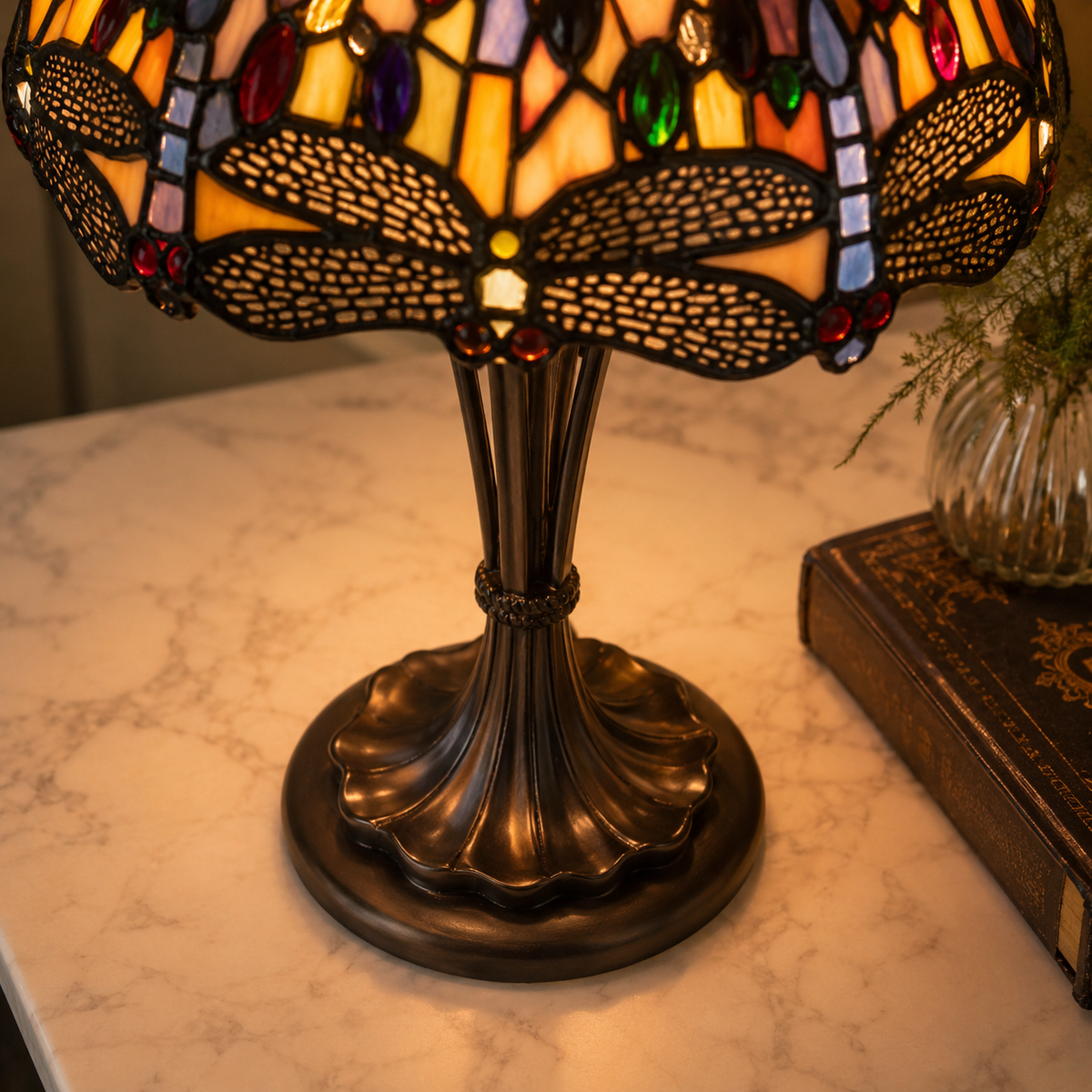 BELOFAY Premium Tiffany Table Lamp - Dragonfly Style