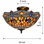 BELOFAY Premium Tiffany Ceiling Light - Blue Dragonfly Style