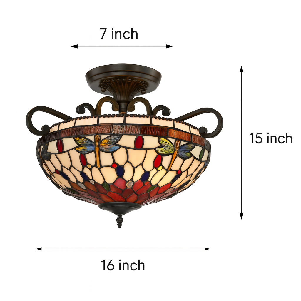 BELOFAY Premium Tiffany Ceiling Light - Dragonfly Style