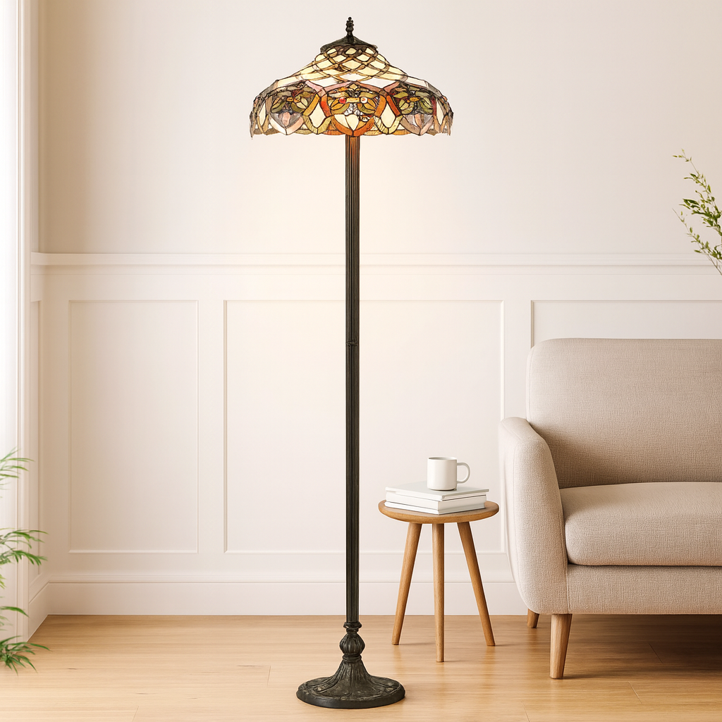 BELOFAY Premium Tiffany Floor Lamp  - Flowers and Herbs Style