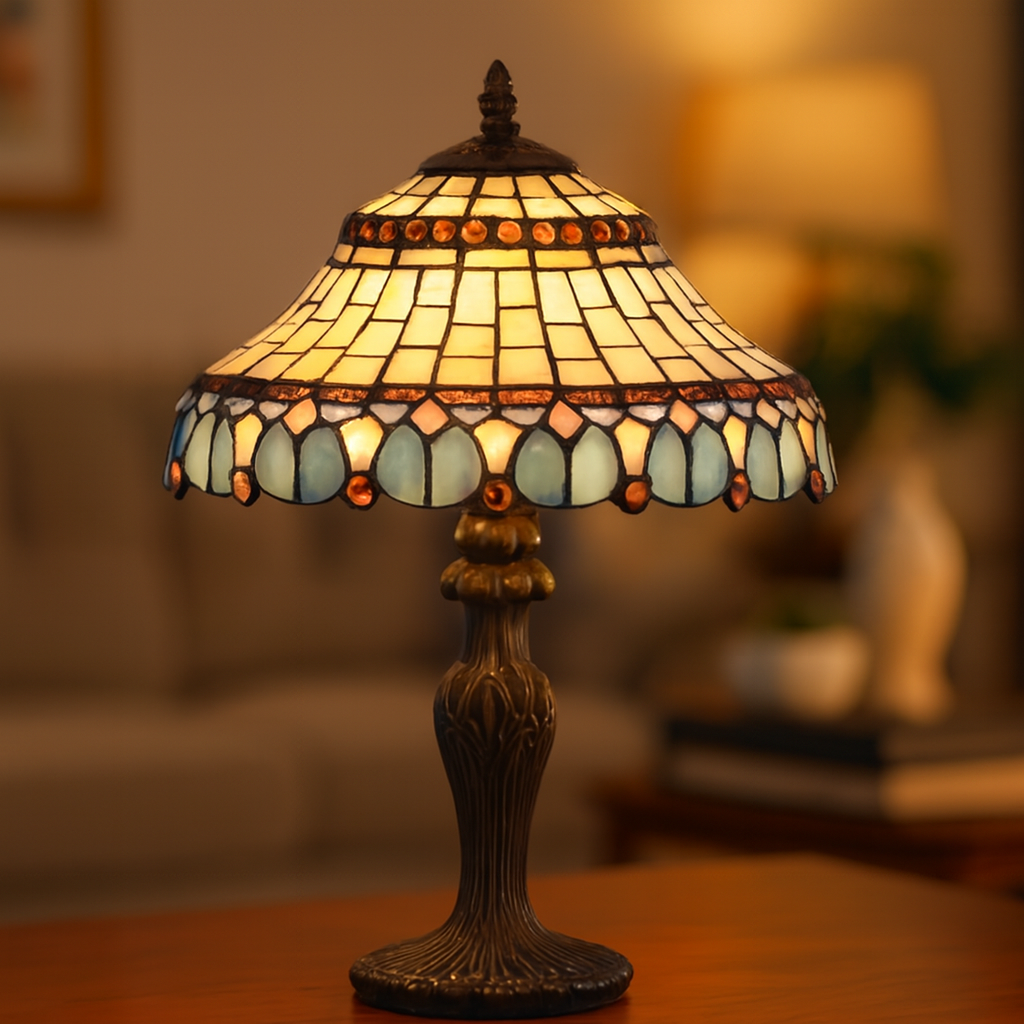 BELOFAY Premium Tiffany Table Lamp - Peakcock Style