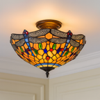 BELOFAY Premium Tiffany Ceiling Light - Blue Dragonfly Style