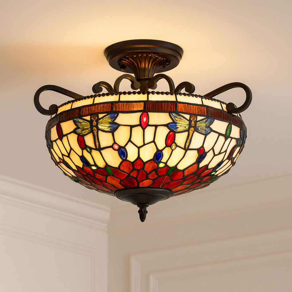 BELOFAY Premium Tiffany Ceiling Light - Dragonfly Style