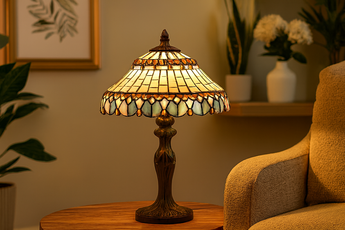 BELOFAY Premium Tiffany Table Lamp - Peakcock Style