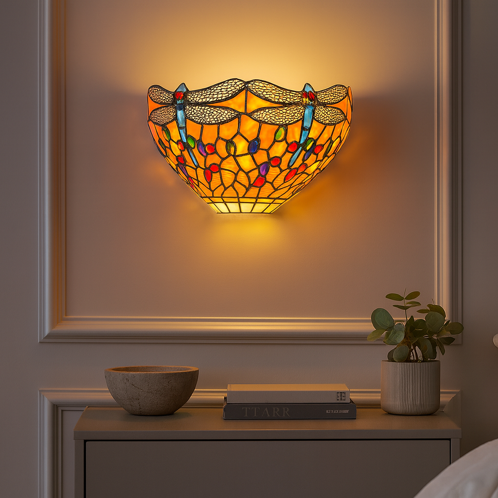 BELOFAY Premium Tiffany Wall Light  - Blue Dragonfly Style