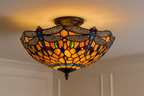 BELOFAY Premium Tiffany Ceiling Light - Blue Dragonfly Style